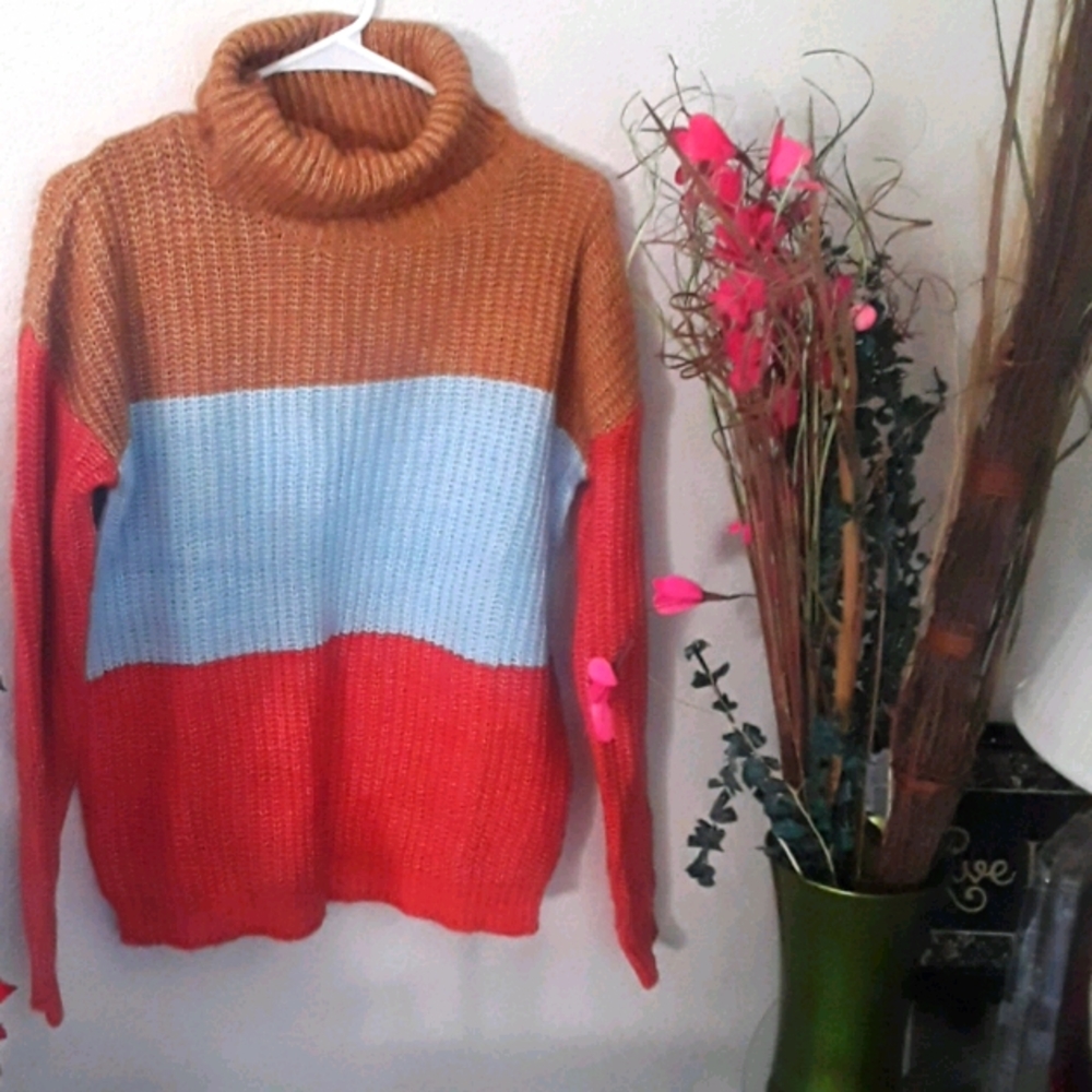 Planet Gold Juniors' Colorblocked Turtleneck Sweat